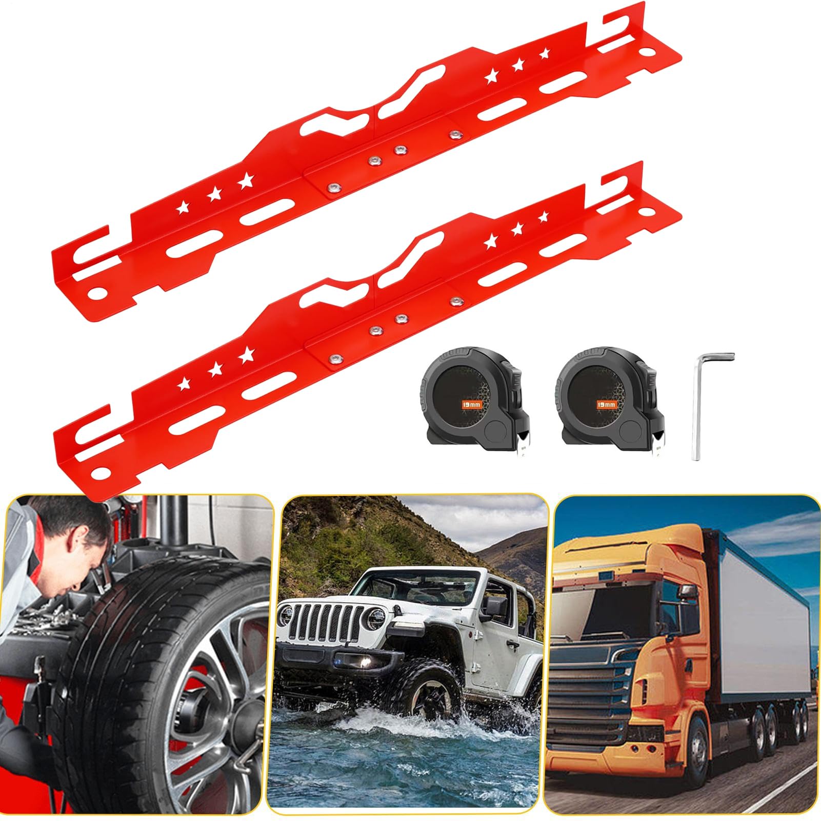 Kit Completo Alineación Ruedas Kit Placas Dispositivo Neumáticos | Herramienta Alineación Neumáticos Tamaño Preciso para Coches, Camiones, Vehículos, Talleres, Garajes