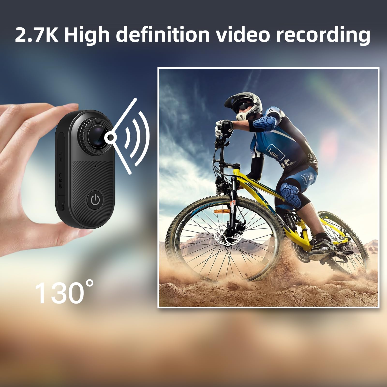 2.7K Camara Moto Tamaño Pulgar Magnética Portátil e Impermeable Body Cam | Con Tarjeta de Memoria y Accesorios, Grabación Audio y Vídeo para Deportes, Viajes, Vlogs y Exterior