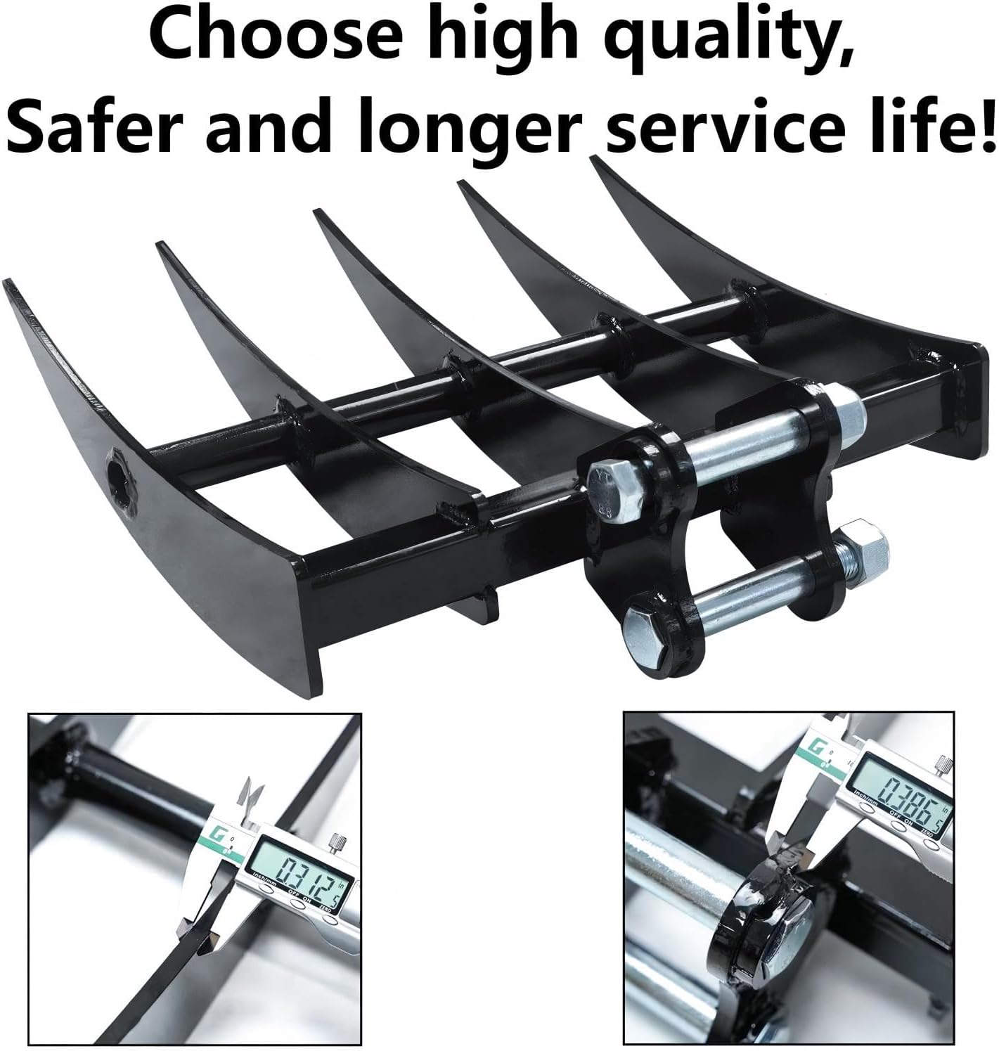 500mm Mini Excavator rake Attachment for 0.8-2 tons Diggers，Thickened Manganese Steel. Land clearing, Debris and Soil Management.