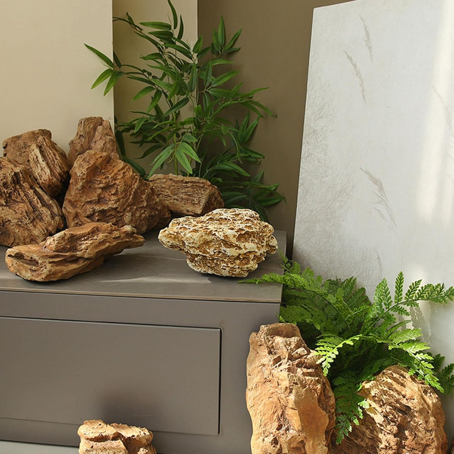 HouseVibe Artificial Landscape Rock Decorative Stone Simulated Stone Ornament for Lawn Show Aquarium Decor- 27x11x16cm