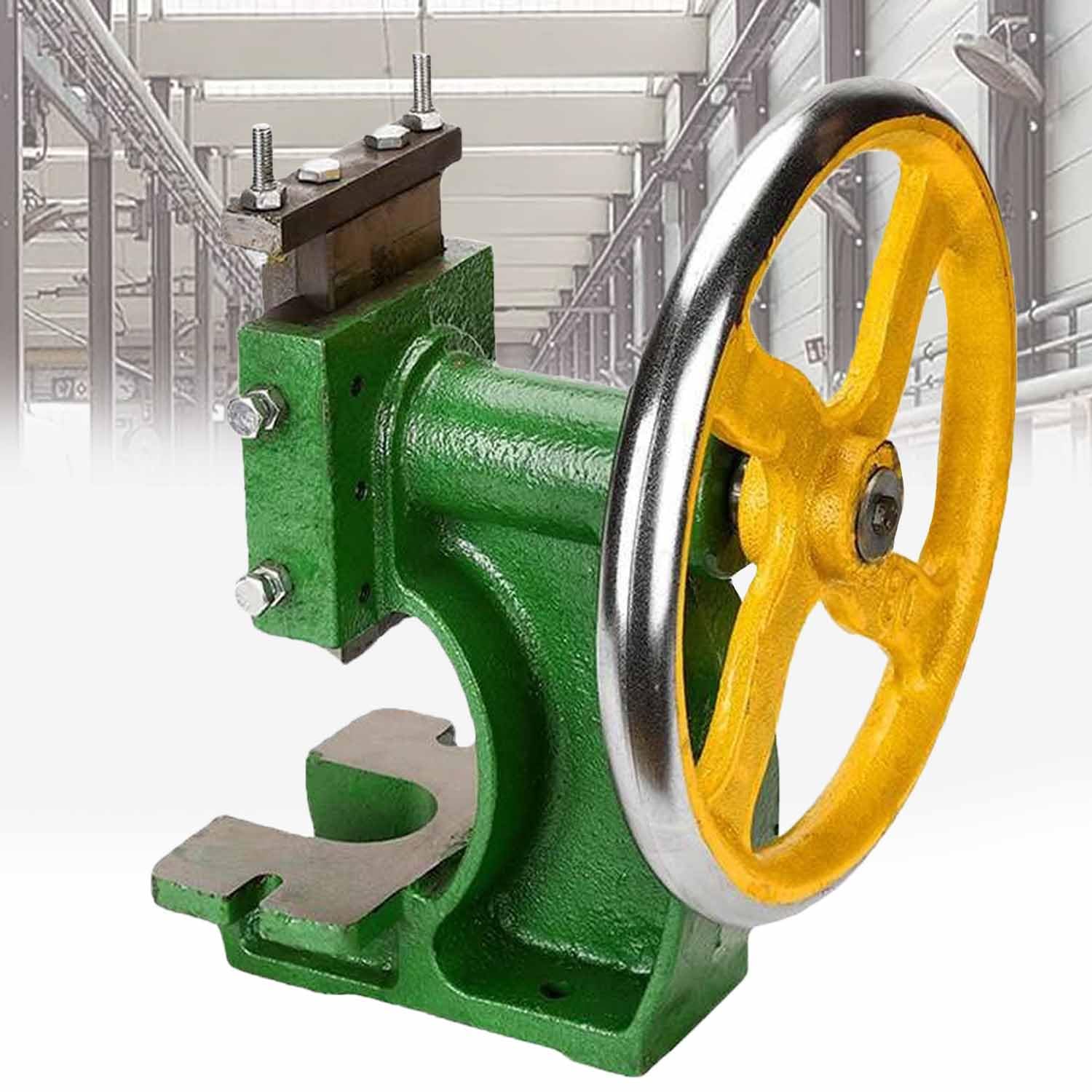 Prensa de eje resistente, prensa manual industrial con volante de mano de gran tamaño, altura ajustable para estampado y forma, diseño plano