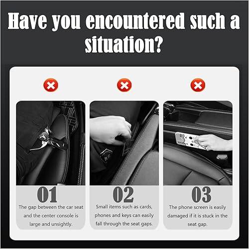 Miniatura 10 de Paquete de 2 fundas para asiento de automóvil con agujeros para cinturón de seguridad, bloqueadores de grietas automáticos, 2 piezas de espacio