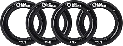 Miniatura 19 de GM CLIMBING Rappel Ring 25kN para escalada en roca Arborist Rescue Slackline Hammock Large Negro_1 paquete