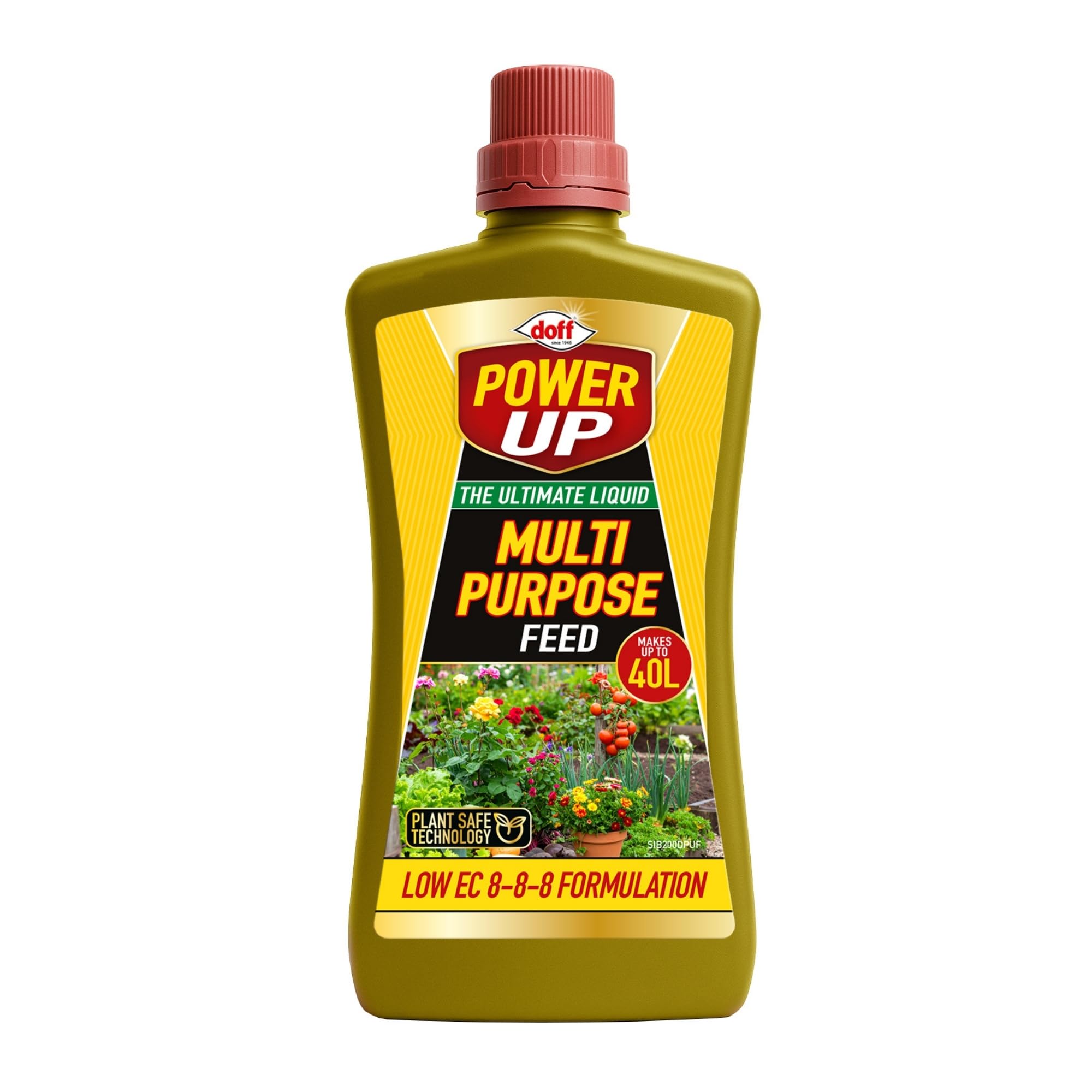 Doff Power Up Multi Purpose Feed, Makes Up To 40L | All-Purpose Liquid Plant Food | NPK 8-8-8 Balanced Fertiliser | Ideal for Flowers, Fruit, Vegetables & Shrubs | Plant Safe Technology