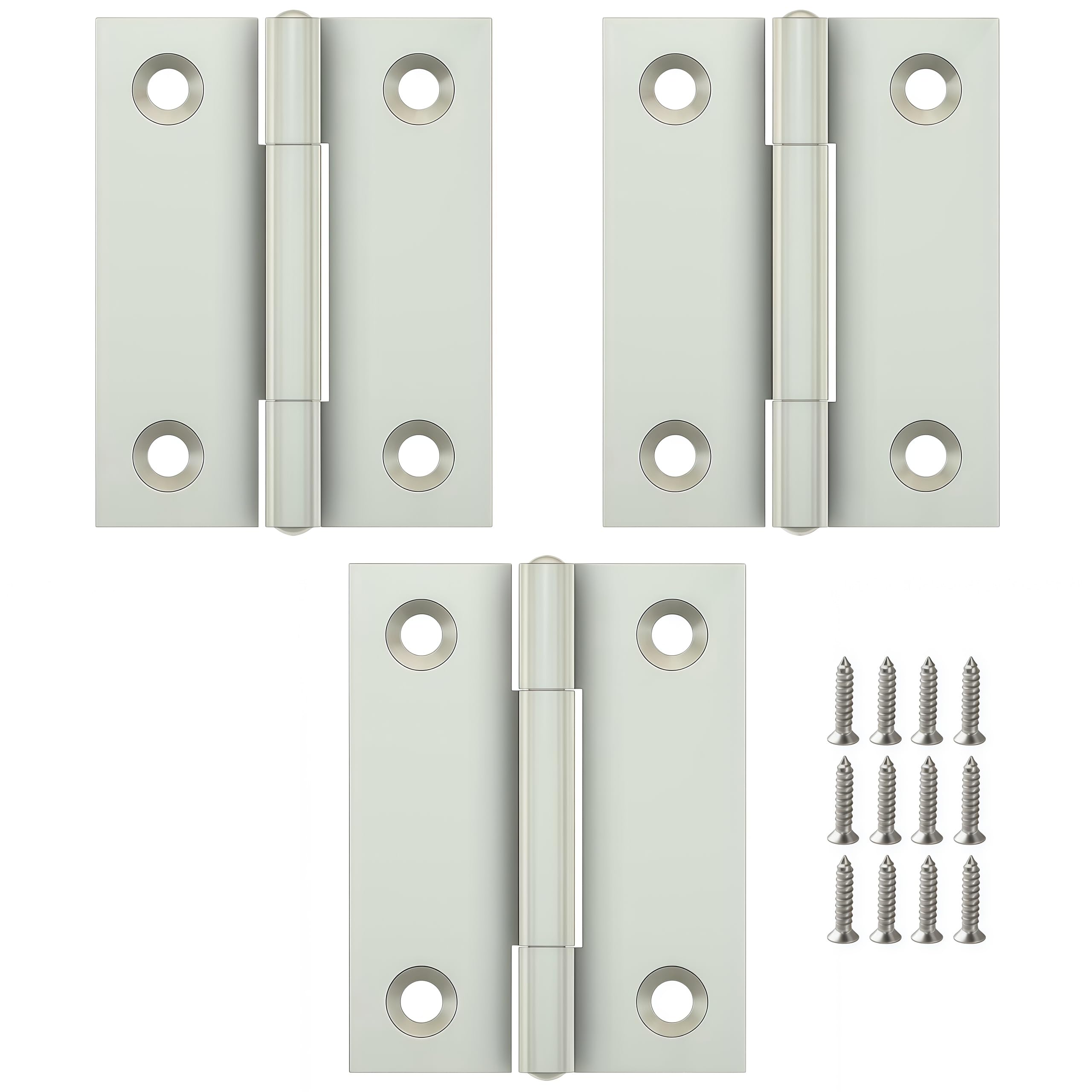 Vbnexyr Regular Door Hinges 3 Pack Of Stainless Steel Folding Hinges For Cabinets Casement Hinges And Door/Window Hardware With Screws 50 * 39 * 1.5Mm [Brushed Steel Core]