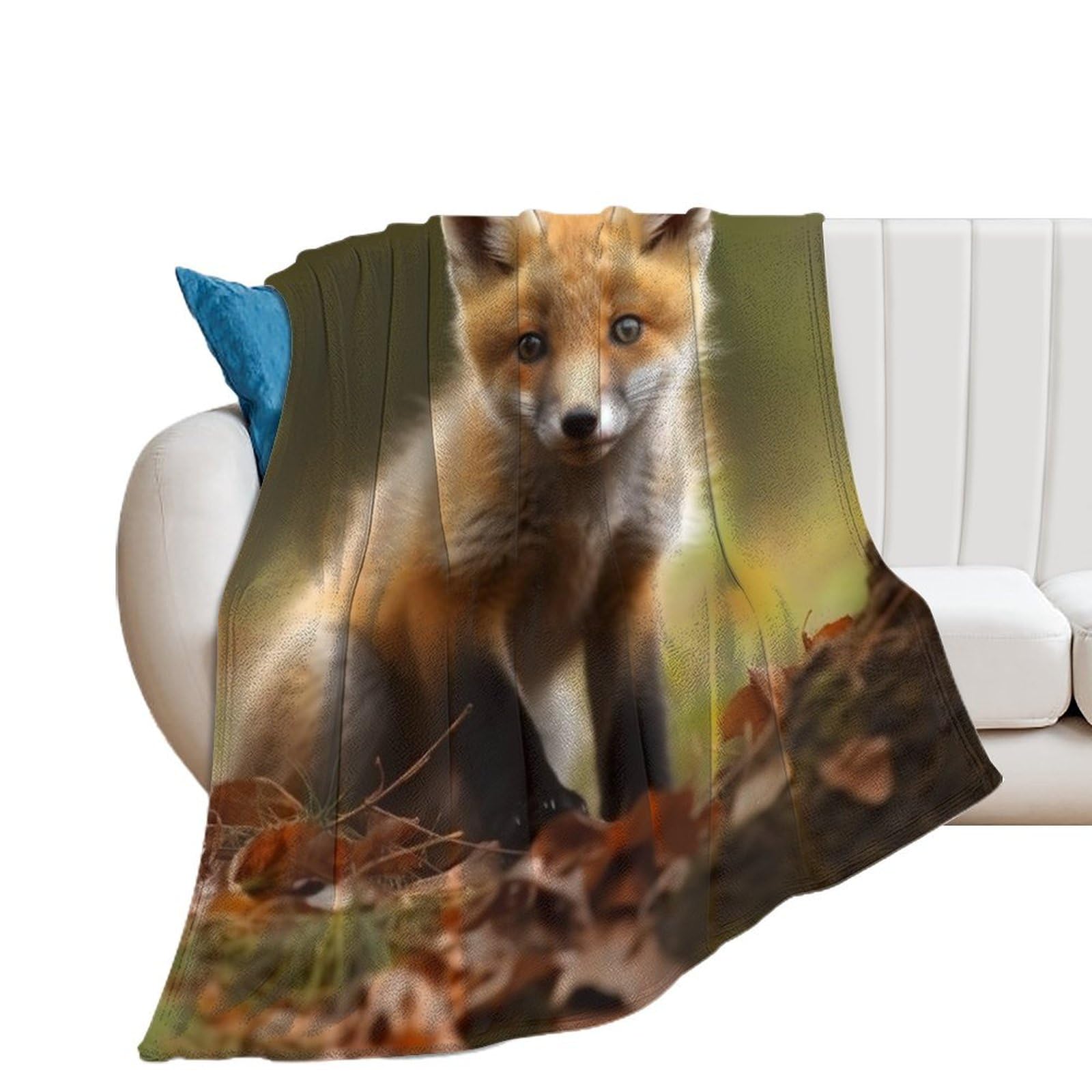 Couverture flanelle anti-boulochage haute qualité motif renard doux