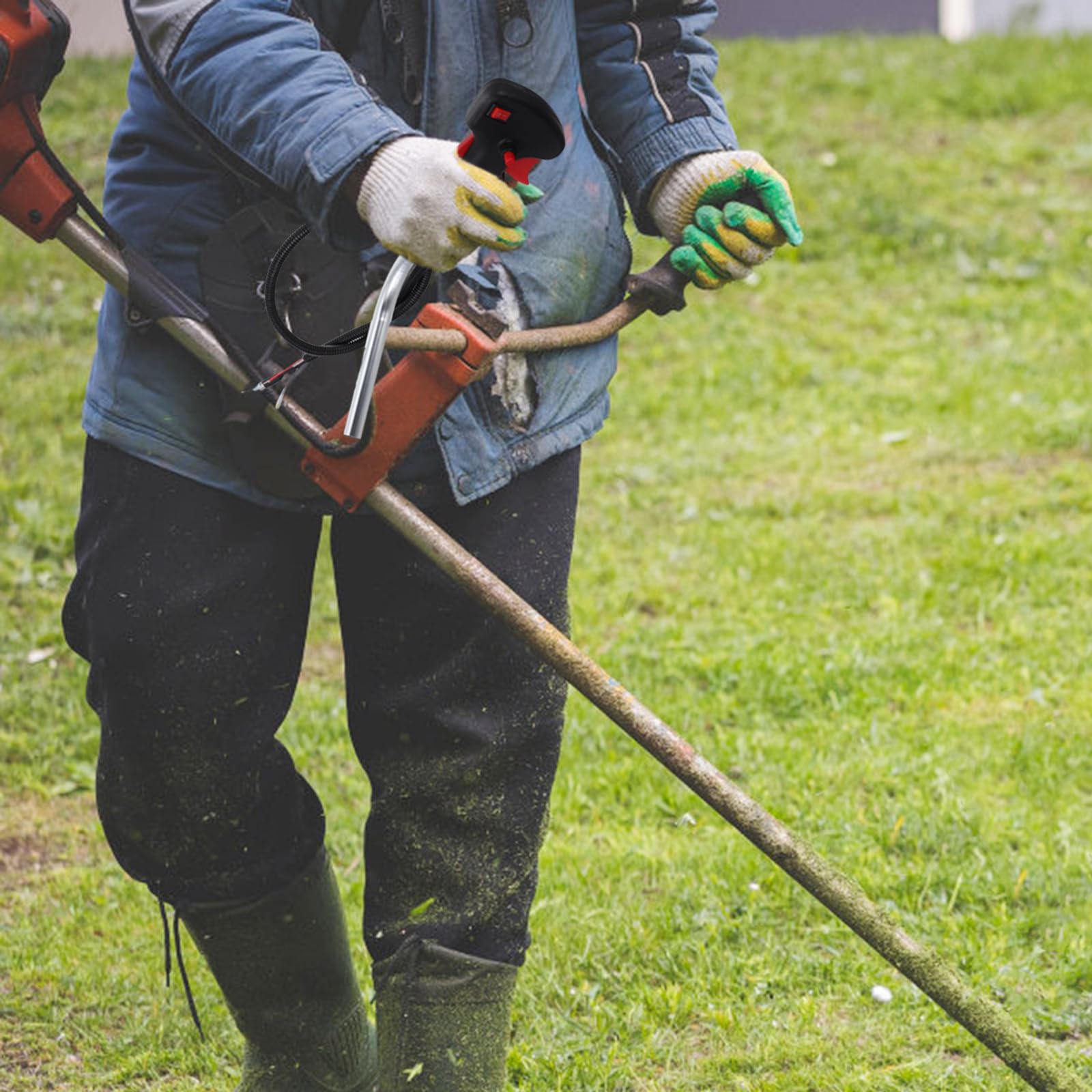DOITOOL Manija de Palanca de Control del Acelerador para Cortacésped Montaje Lateral, Cable de 83 Cm, Interruptor de Cierre de Gas, Repuesto para Herramienta de Jardinería, Accesorio