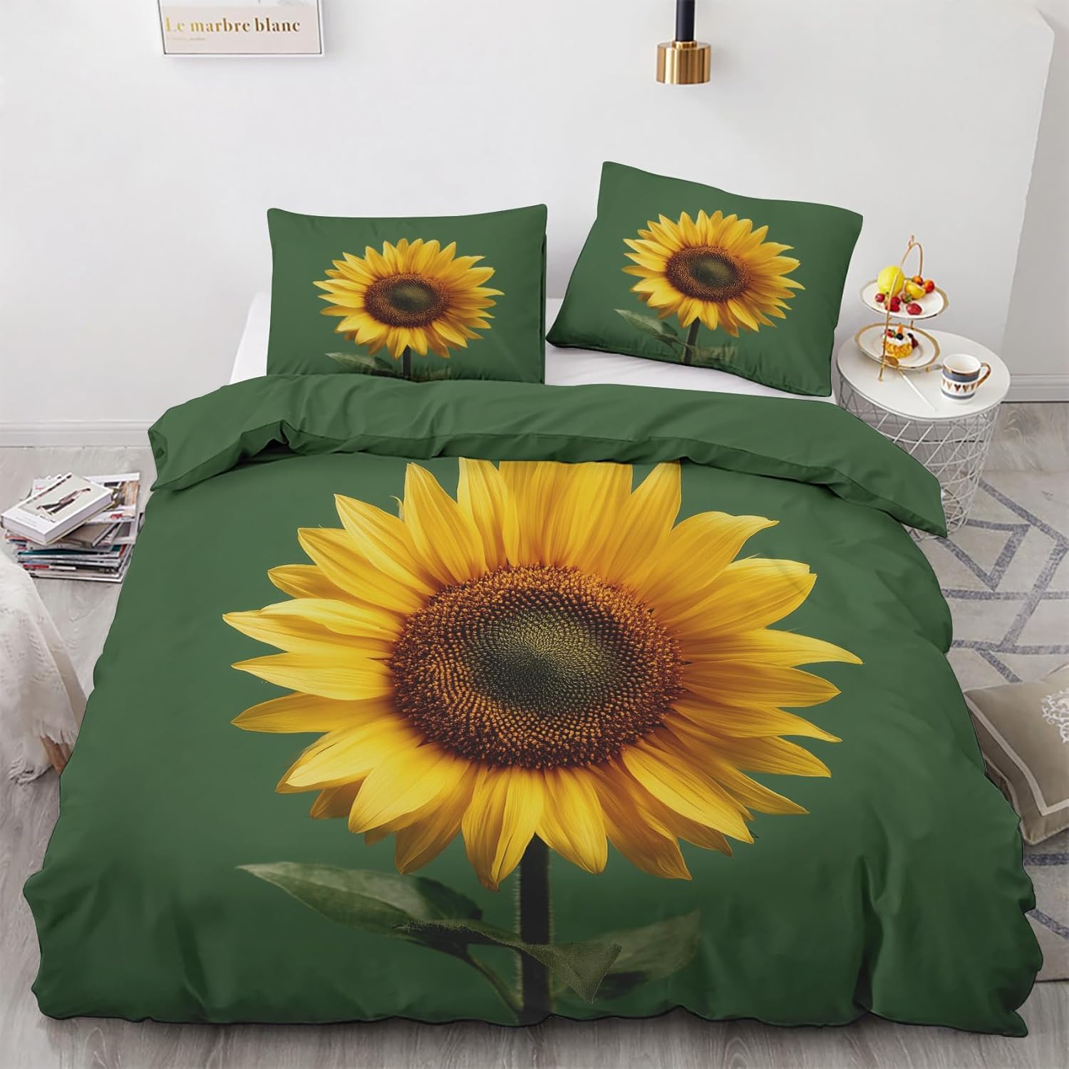 Housse de couette 240 x 220 adulte en microfibre douce avec parure de lit jaune 3 pièces