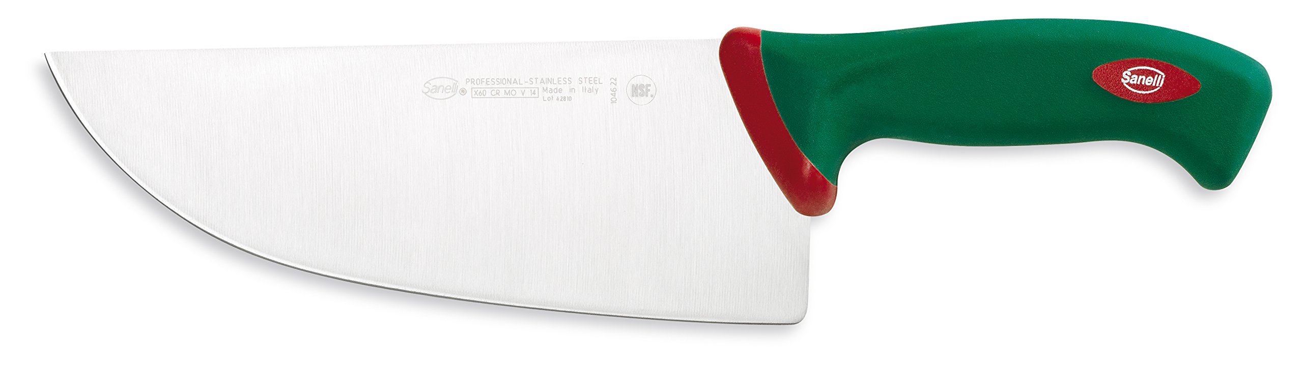Sanelli Premana Professional Coltello Largo, Acciaio Inossidabile, Verde/Rosso, 34.5 x 3 x 8 cm