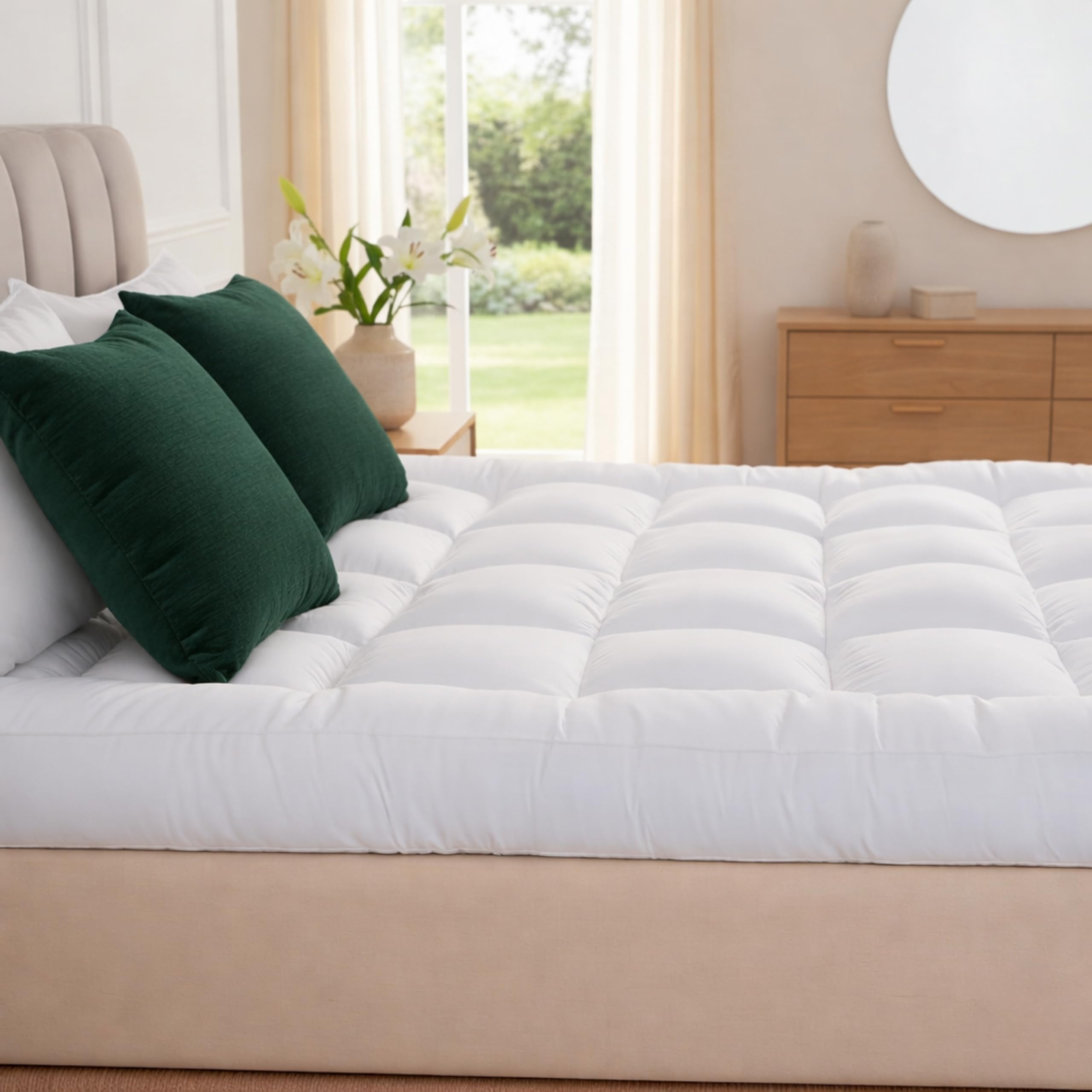 Surmatelas Matelassé Microfibre 1400 G/m² 10 Cm Épaisseur - Lit Simple 90x190 Cm - Hypoallergénique