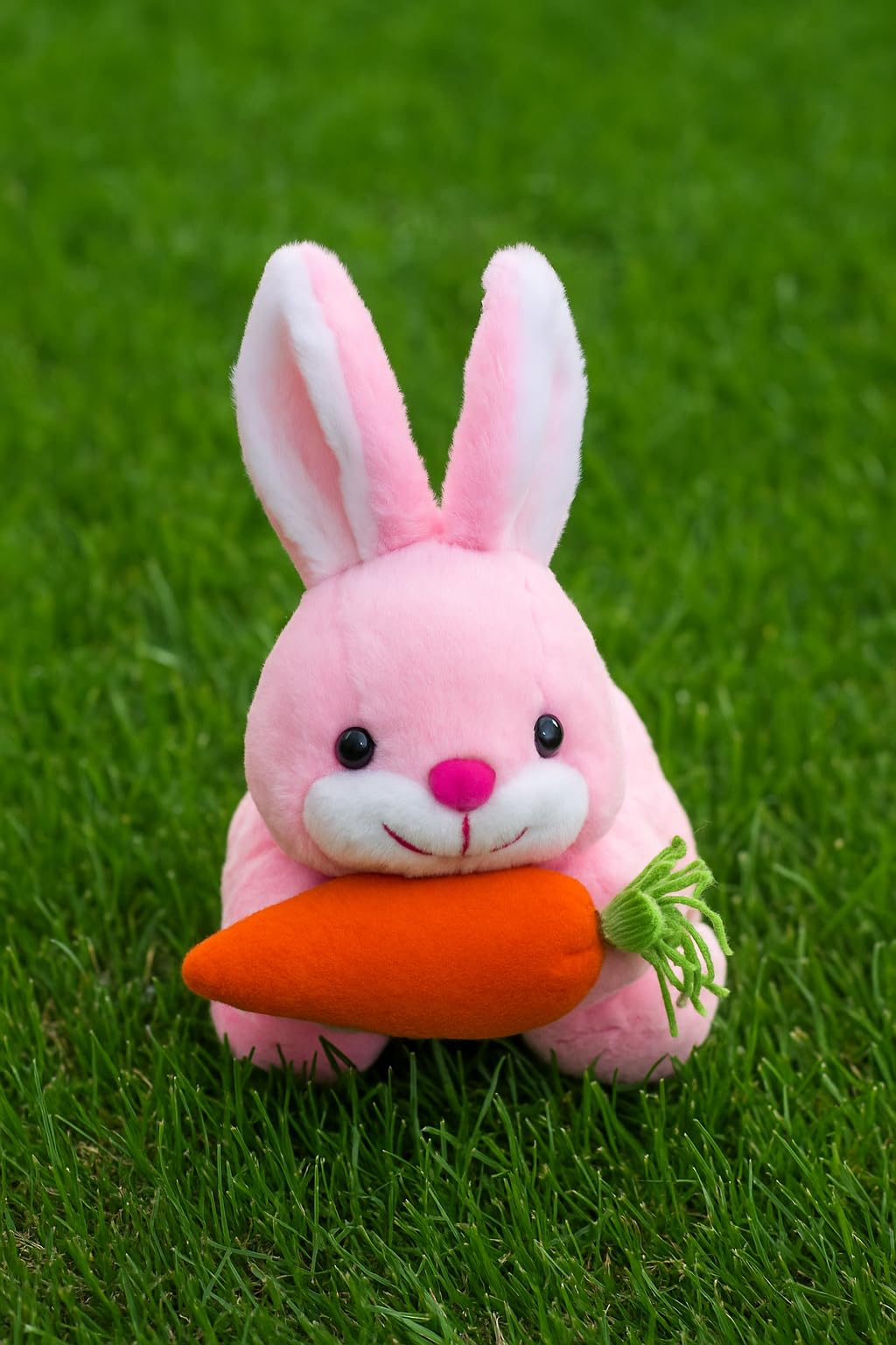 GOLDENHUB TOYS Pink Plush Bunny Rabbit with Carrot, Soft Stuffed Animal Toy, Nursery Decor