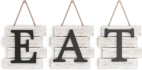 Barnyard Designs Cartel de comer, decoración rústica de pared para cocina y hogar, decoración de granja primitiva, letrero colgante envejecido, 24 x