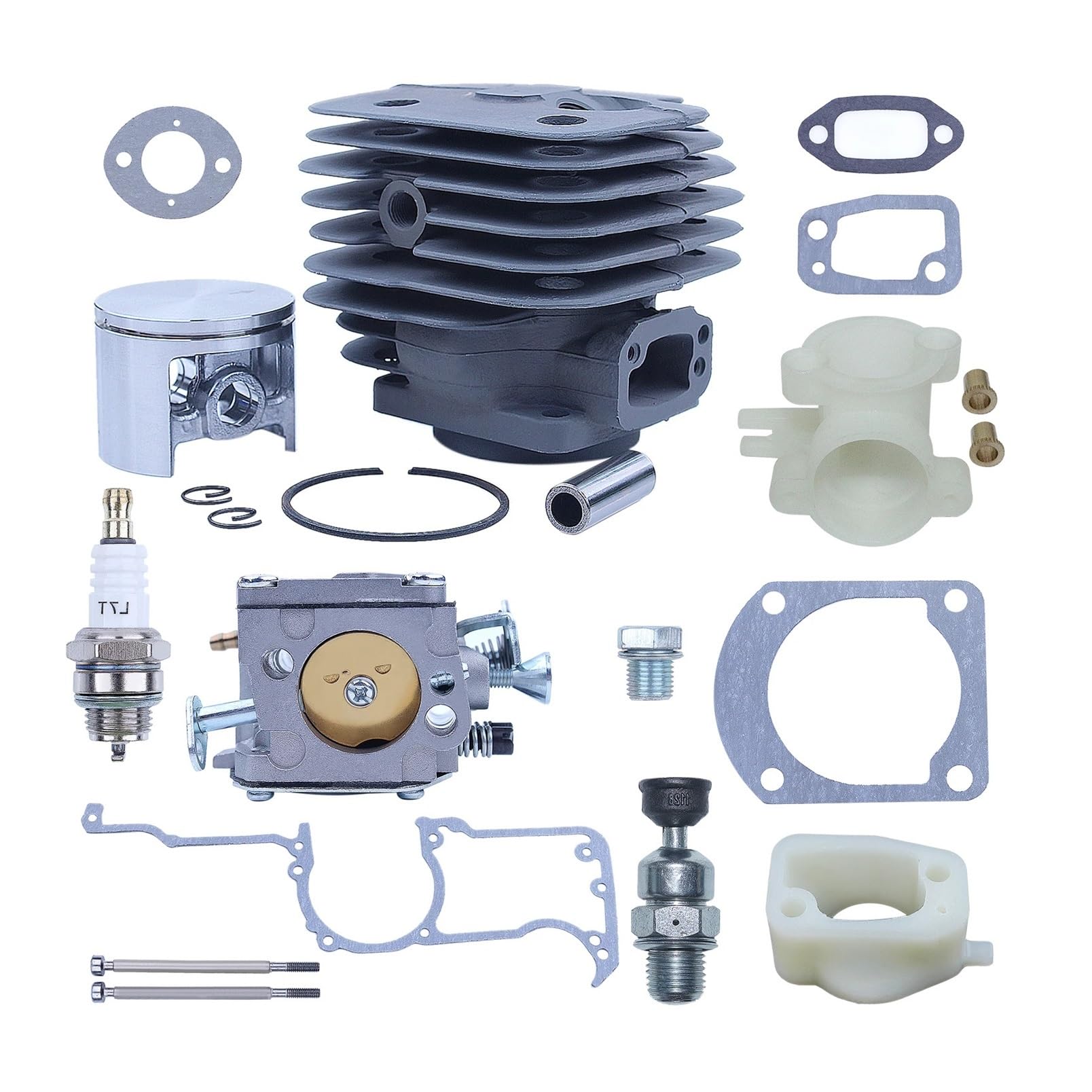 Kit de carburador de pistón de Cilindro de Gran diámetro de 52 mm for Motosierra 266XP, 266, 266SE, XP, SE 61, Adaptador de colector de admisión Accesorios para cortacésped