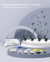 Vista 9 de MayKing Electric Spin Scrubber with 9 Brush Heads, 3-Angle & 4-Length Adjustable Cordless Power Scrubber, 3-Speed & Battery LED Display, Electric