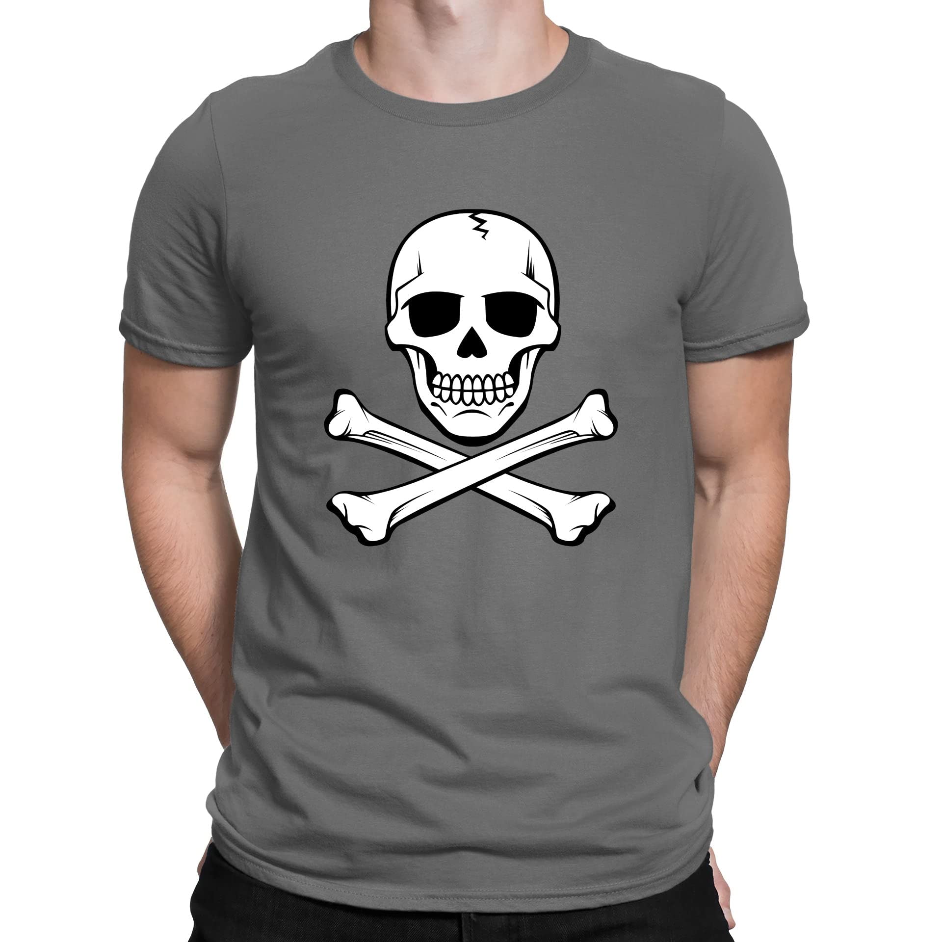 Flip Mens Skull and Crossbones Pirate T-Shirt Charcoal Grey (M)