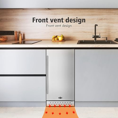 Miniatura 5 de Tylza Refrigerador de bebidas de 15 pulgadas de ancho, mini refrigerador de acero inoxidable para debajo de la encimera, refrigerador de cerveza de