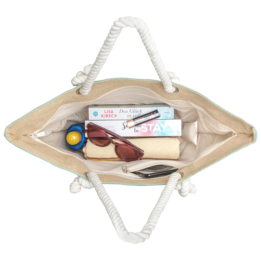 Borsa Spiaggia LARKSON In Cotone E Juta | Grande Borsone Con Manici In Corda