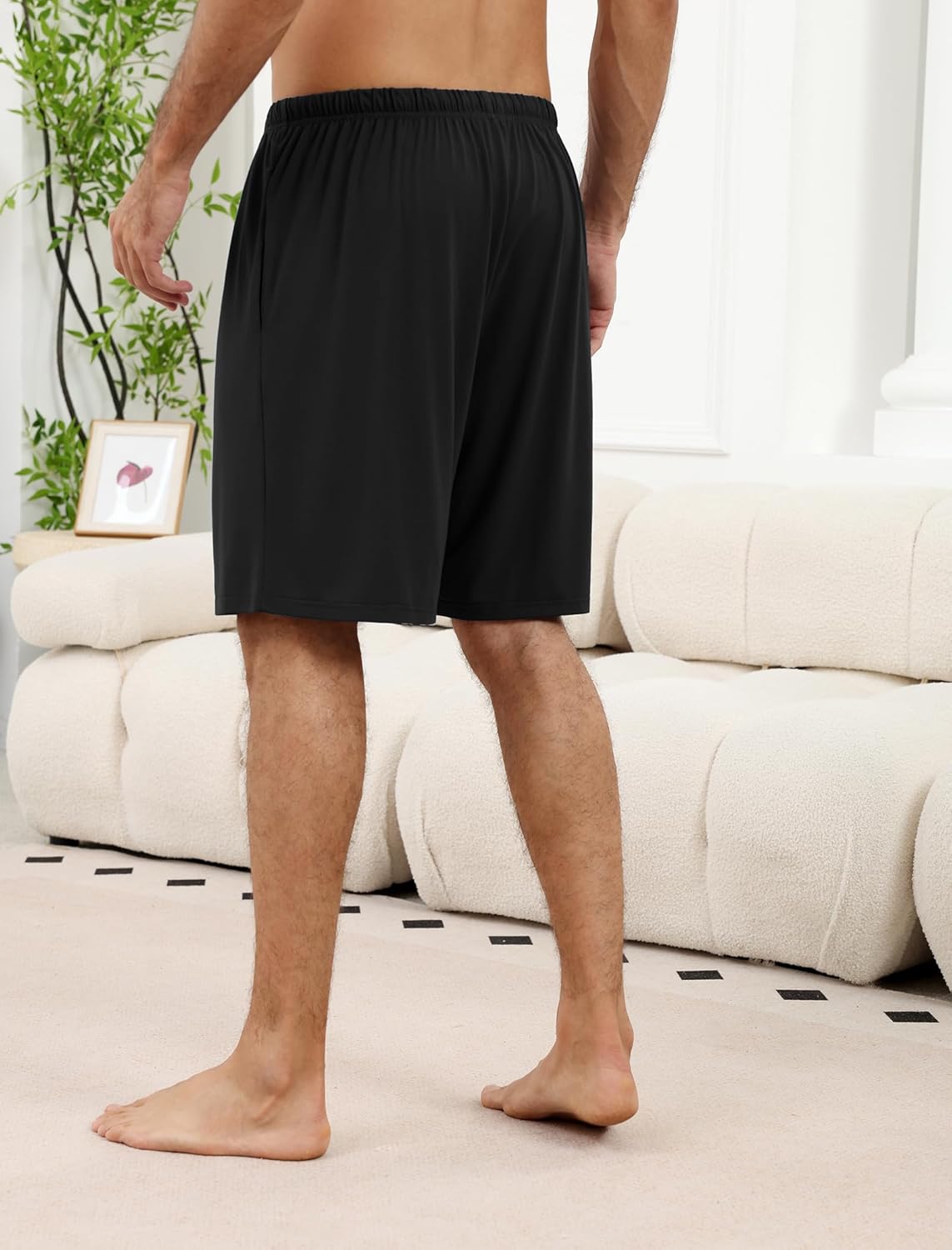 Ekouaer Mens Pajama Shorts Bamboo Rayon Pj Bottoms Soft Sleep Shorts Soft Drawstring Loungewear With Pockets 2 Pack S-3XL - Image 3