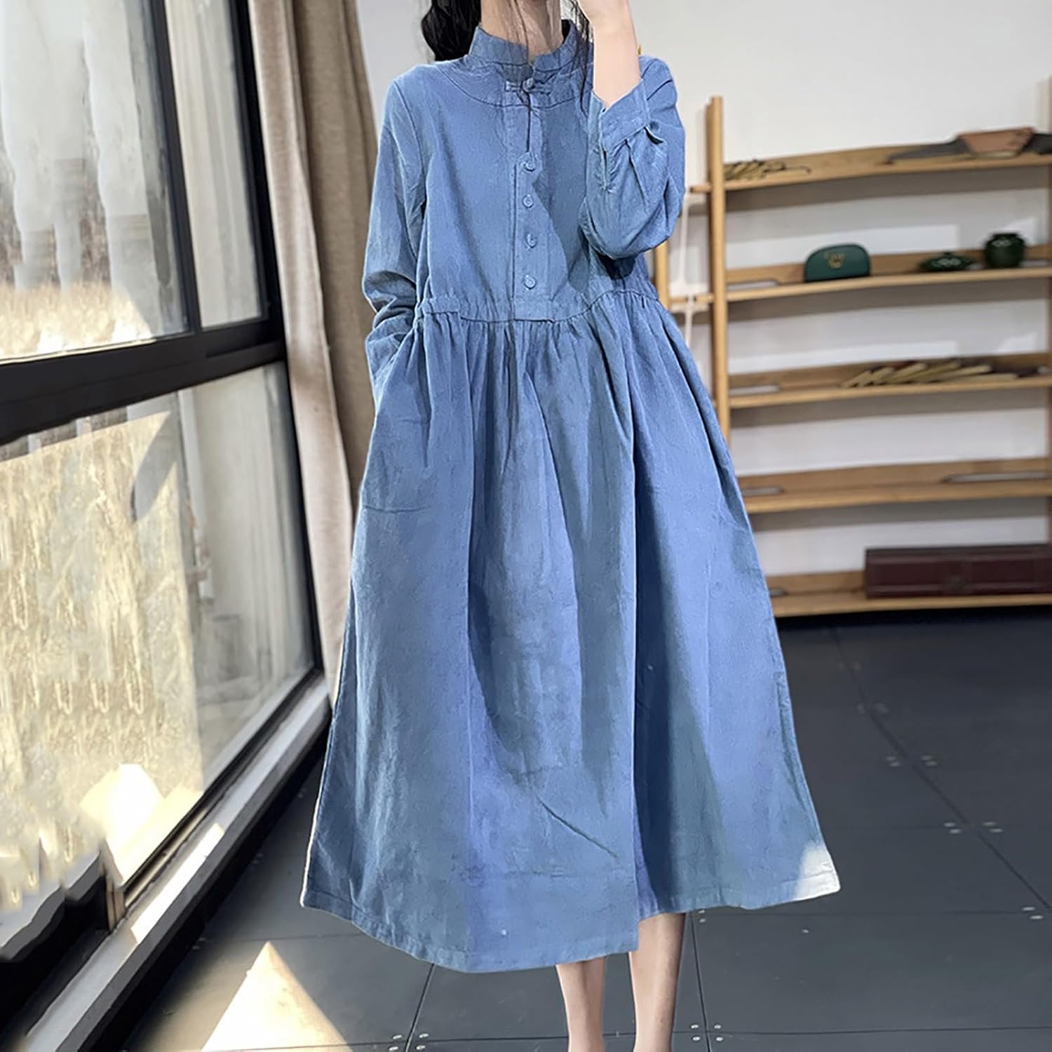Corduroy Jumper Dress Women Fall Long Sleeve Maxi Bhutan Ubuy