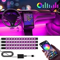 Winzwon LED Car Interior Lights with APP Control, Music Sync, USB Powered - Valentine Gifts for Him/Her, Trucks & Cars Decor