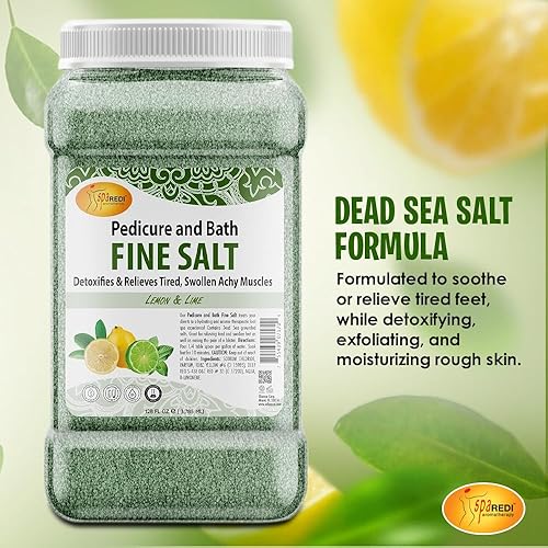 Miniatura 3 de SPA REDI - Detox Foot Soak Pedicure and Bath Fine Sal, Limón y Lima, 128 Oz - Fabricado con sales del Mar Muerto, aceite de argán, aceite de coco y