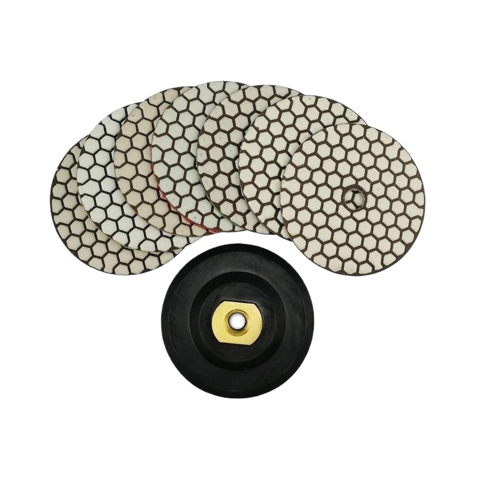 Almohadillas pulidoras de Diamante, Juego de 7 Almohadillas de Pulido en seco de Diamante de 4 Pulgadas con Respaldo de Goma for Granito, mármol, cerámica y Piedra Artificial.
