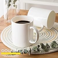 Vista 2 de Chulan Tazas de café blanco, tazas de café de porcelana fina de 14 onzas, más del 45% de contenido de hueso, tazas de café expreso ligeras, cerámica