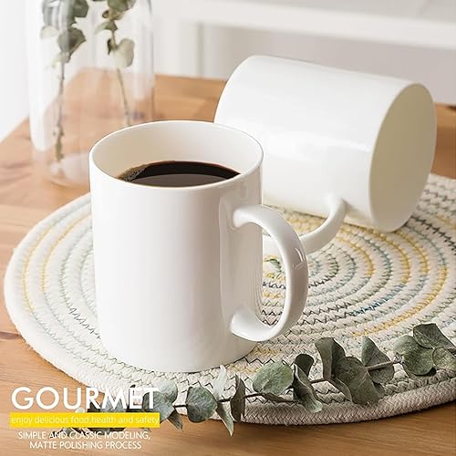 Miniatura 2 de Tazas de café blancas, tazas de café de porcelana fina de 14 onzas, tazas de porcelana de más del 45% de contenido de hueso, tazas de café expreso