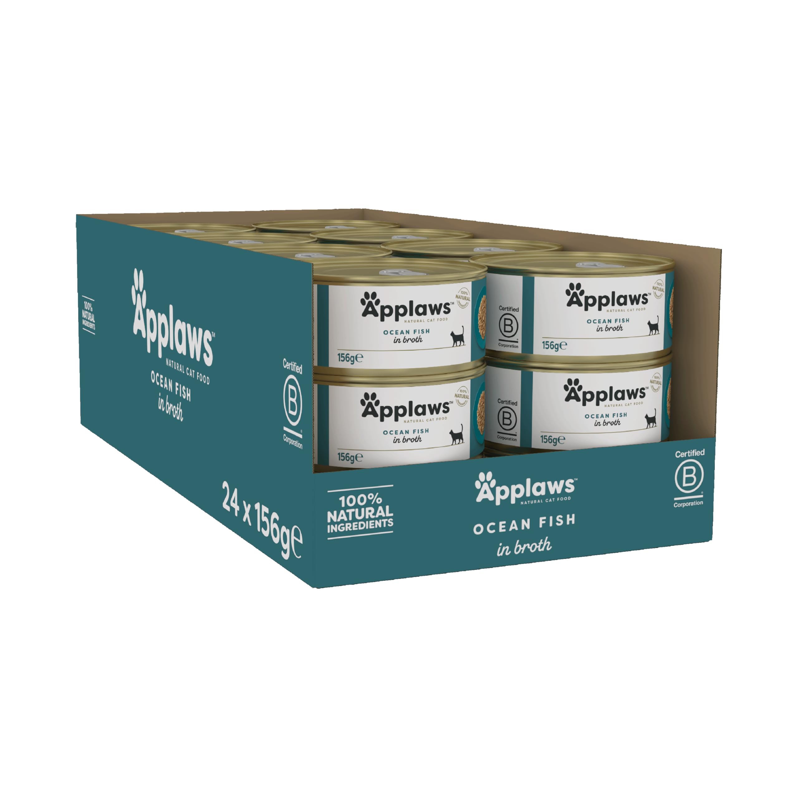 Applaws Premium Natural mokra karma dla kotów, ryba morska w bulionie, puszka 156 g (24 x 156 g)