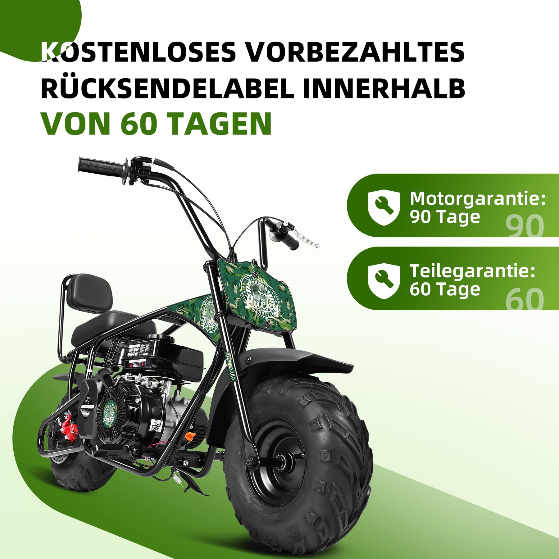 Oryxearth 99CC 4-Tempi Dirt Bike Pocket Bike, Moto da Cross per Bambini Benzina, Ruota Offroad a Larghezza, Moto da Cross per Bambini, Moto da Motocross, Adesivi Fai-da-Te Mini Moto dai 13 Anni (Verde