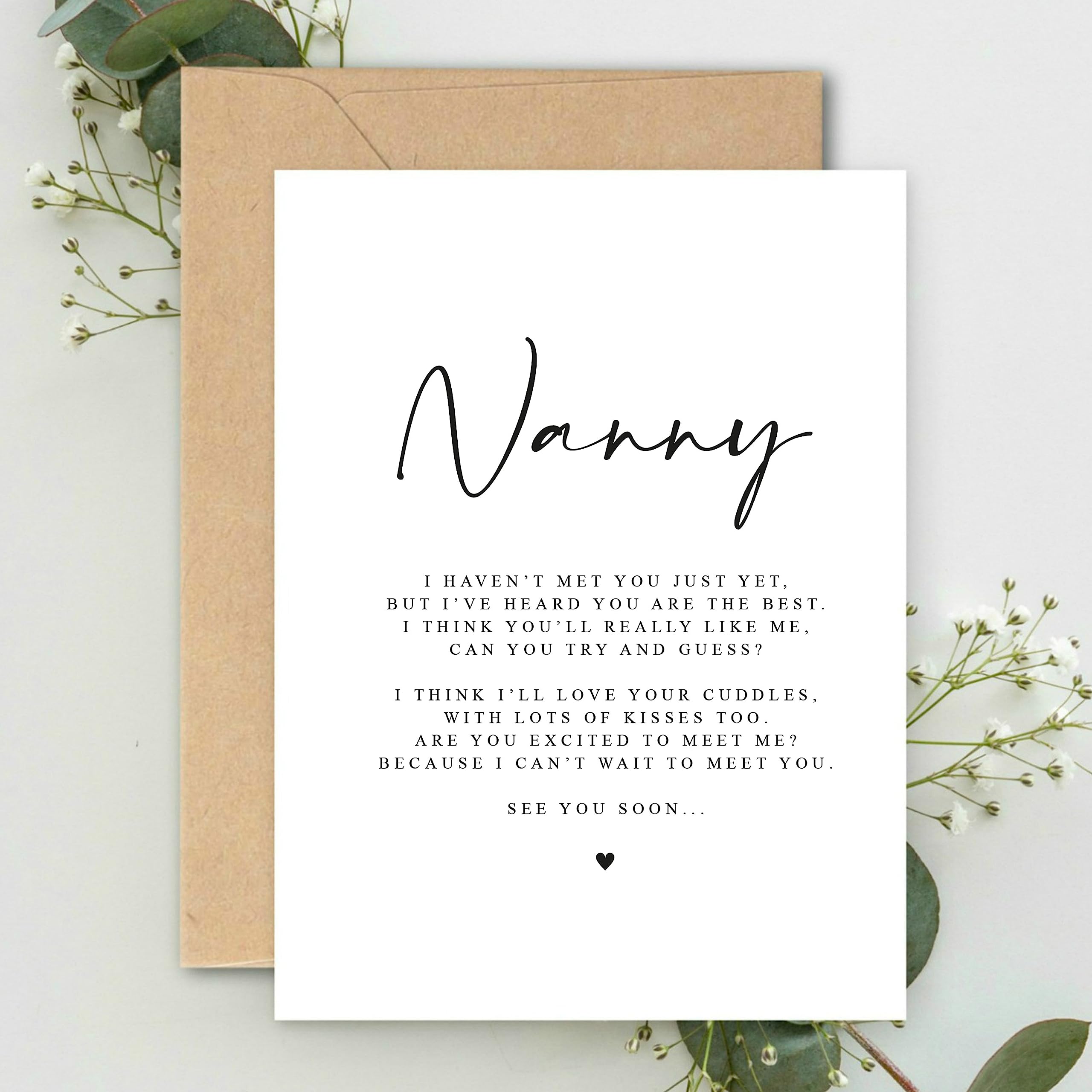 Nanny to be Poem Pregnancy Announcement A5 Card with envelope, Pregnancy Reveal, Nanny to be