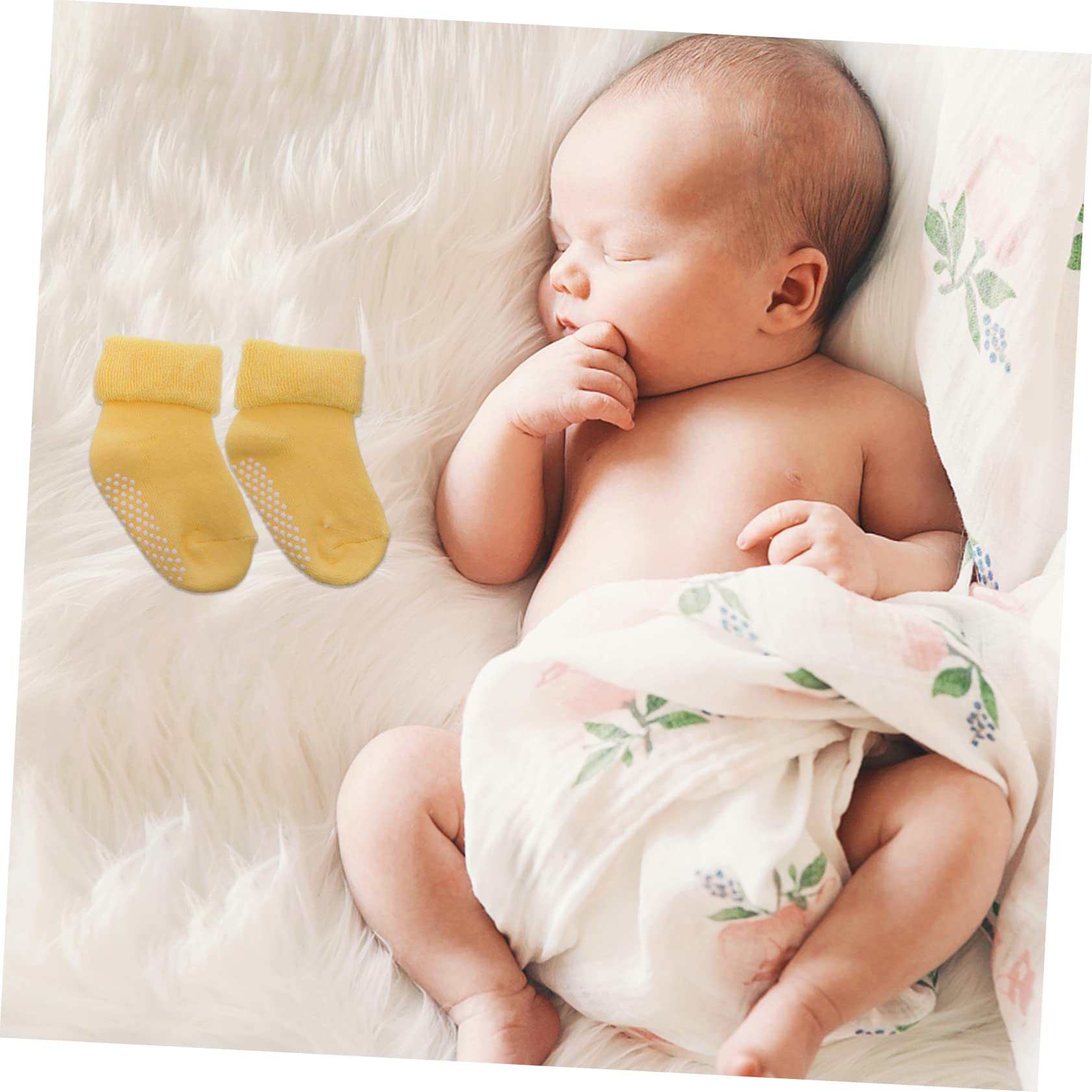 Holibanna 6 Pairs Newborn Cotton Socks Ruffle Socks Booties Anti-slip Winter Warm