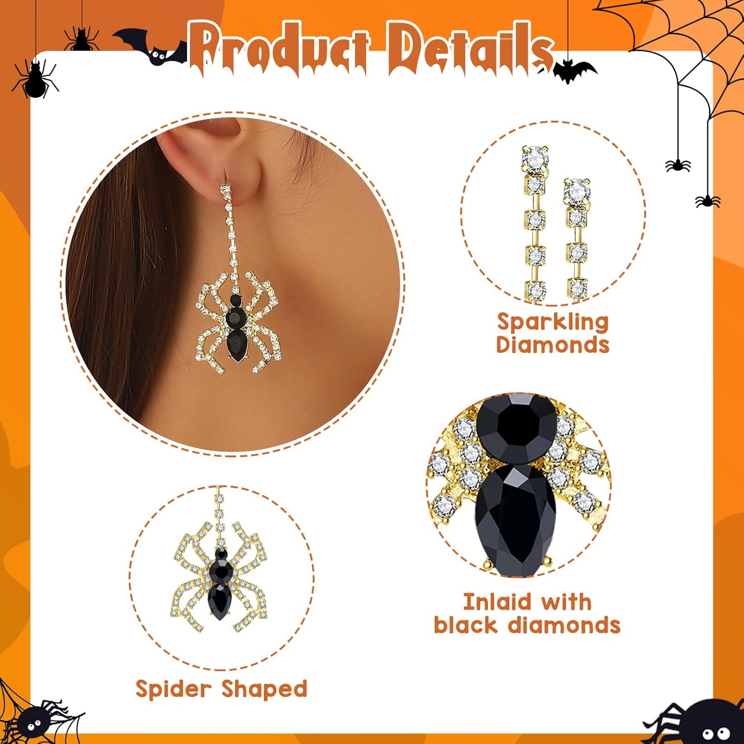 Spider Dangle Earrings for Women, Gothic Jewelry, Spider Drop Earrings for Costume Party, Cosplay, Gothic Clothes Accessories for Women - Image 5