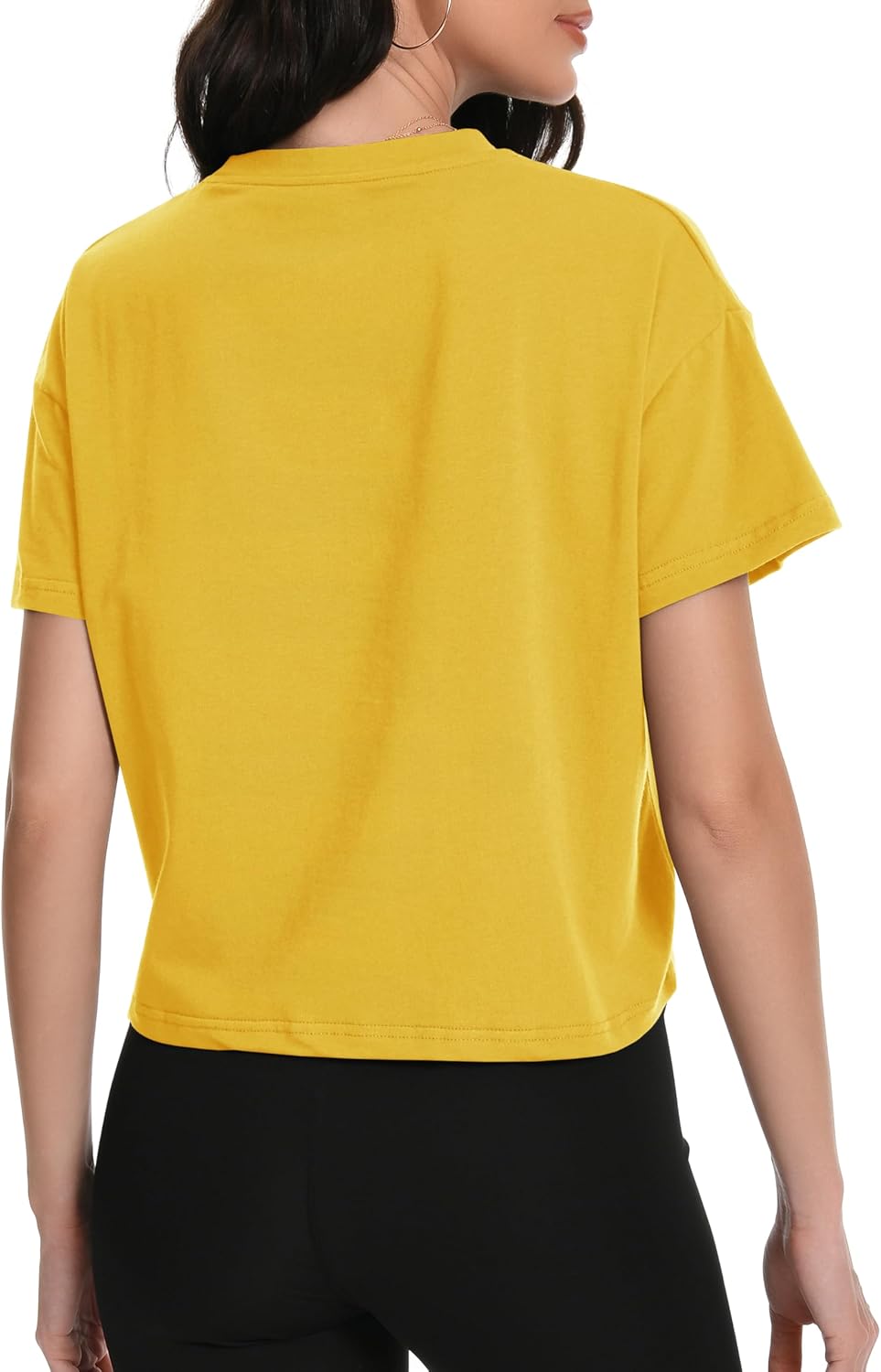 Workout Crop Tops Oversized Tshirts for Women Drop Shoulder Cotton Short Sleeve Tees Boxy Yoga Shirts 2026 - Image 3