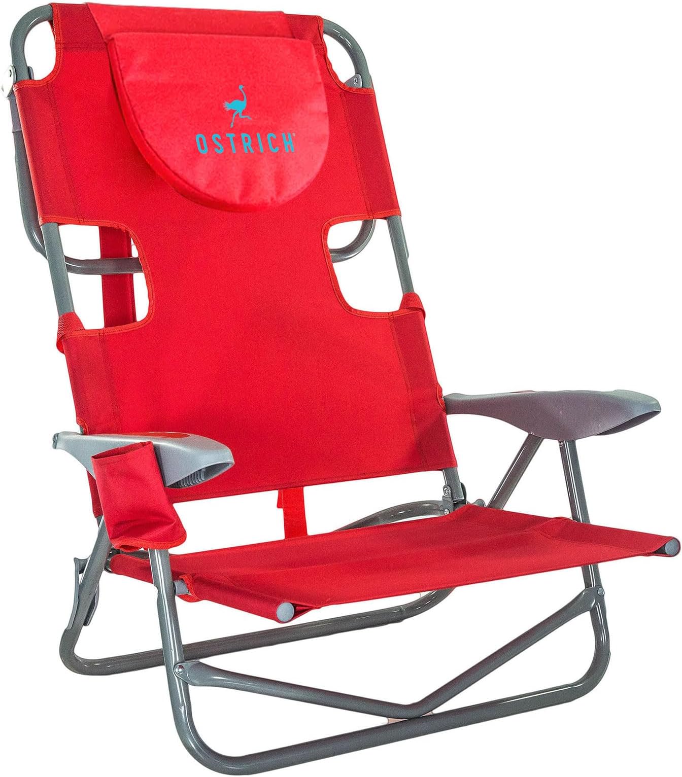 The Heavy-Duty Backpacker, Portable Beach Chair with Face Hole, Adjustable Lounge Chair with Face Opening, Cup Holder, & 325lb Capacity, Red
