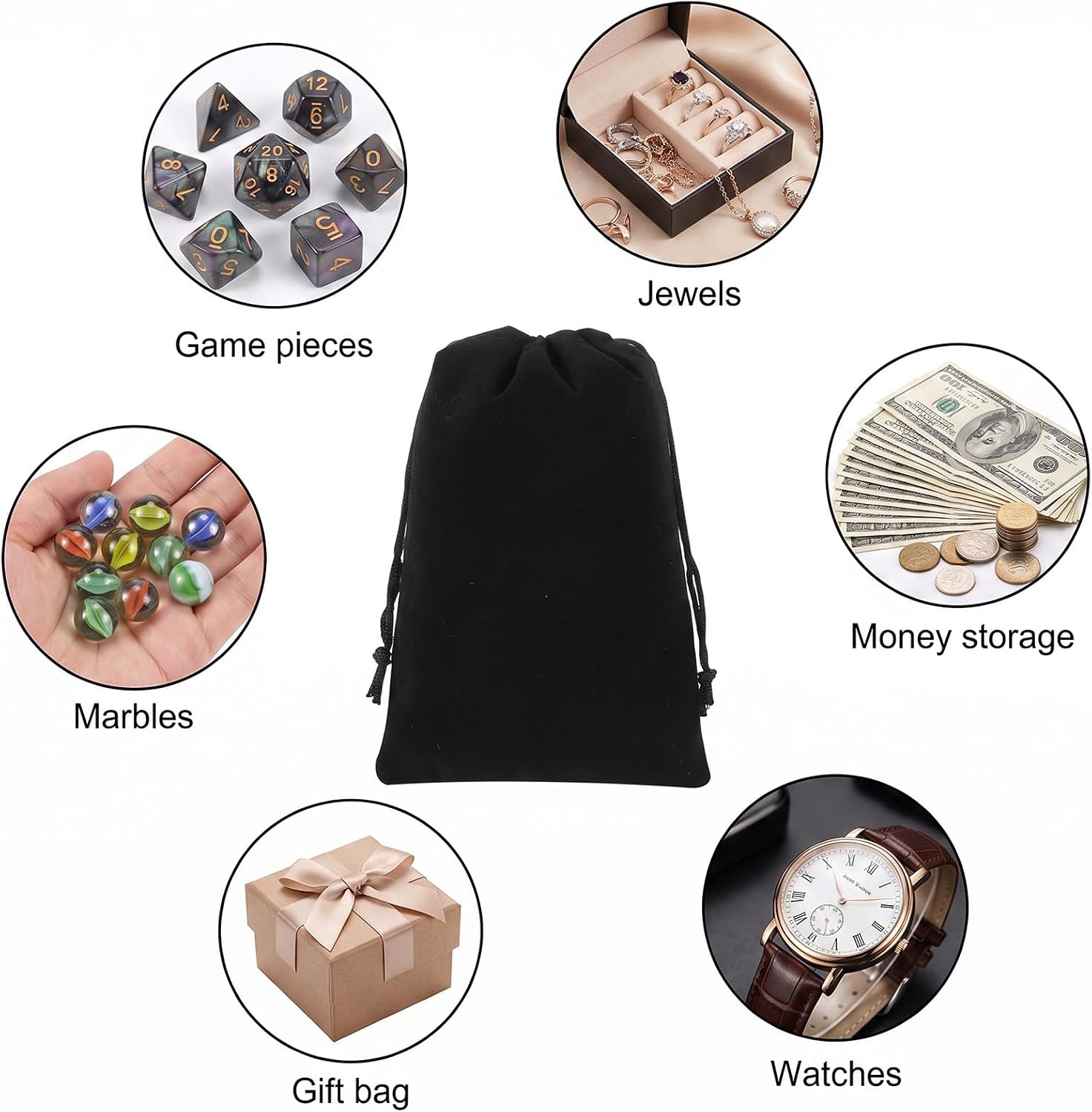 moheaaei 50 Pcs Velvet Drawstring Bags, 4.3 x 6.7 Inch Black Jewelry Pouches, Soft Velvet Gift Bag with Double Drawstring for Jewelry Storage, Party Favors, Gifts image 5
