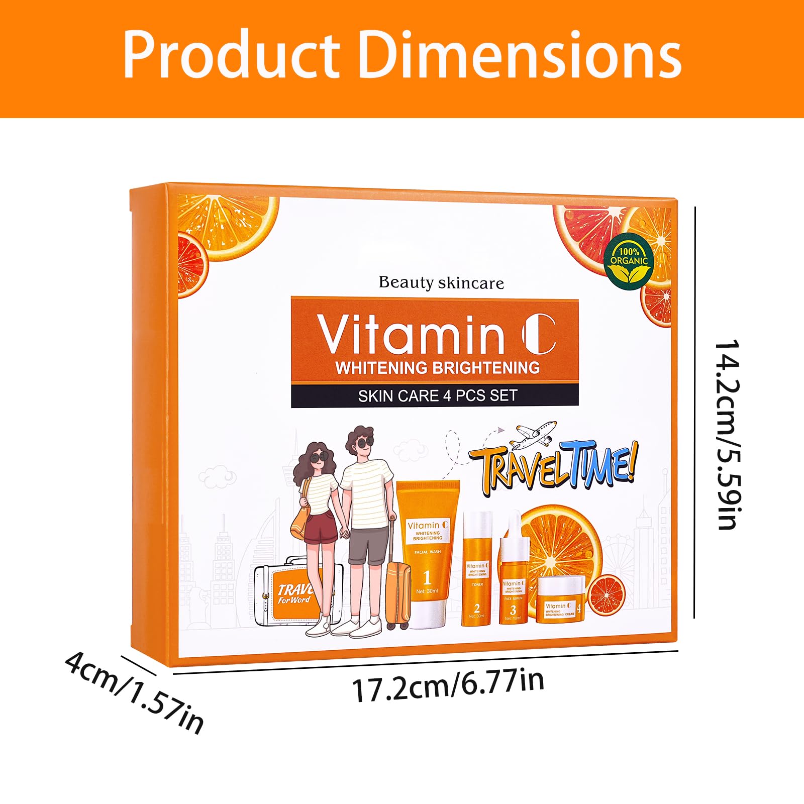 Set Cura della Pelle Viso 4 Pezzi – Idratante, Rigenerante e Anti-Età – Contiene Siero alla Vitamina C e Acido Ialuronico – Adatto Pelle Sensibile e Secca – Routine Completa Giorno e Notte