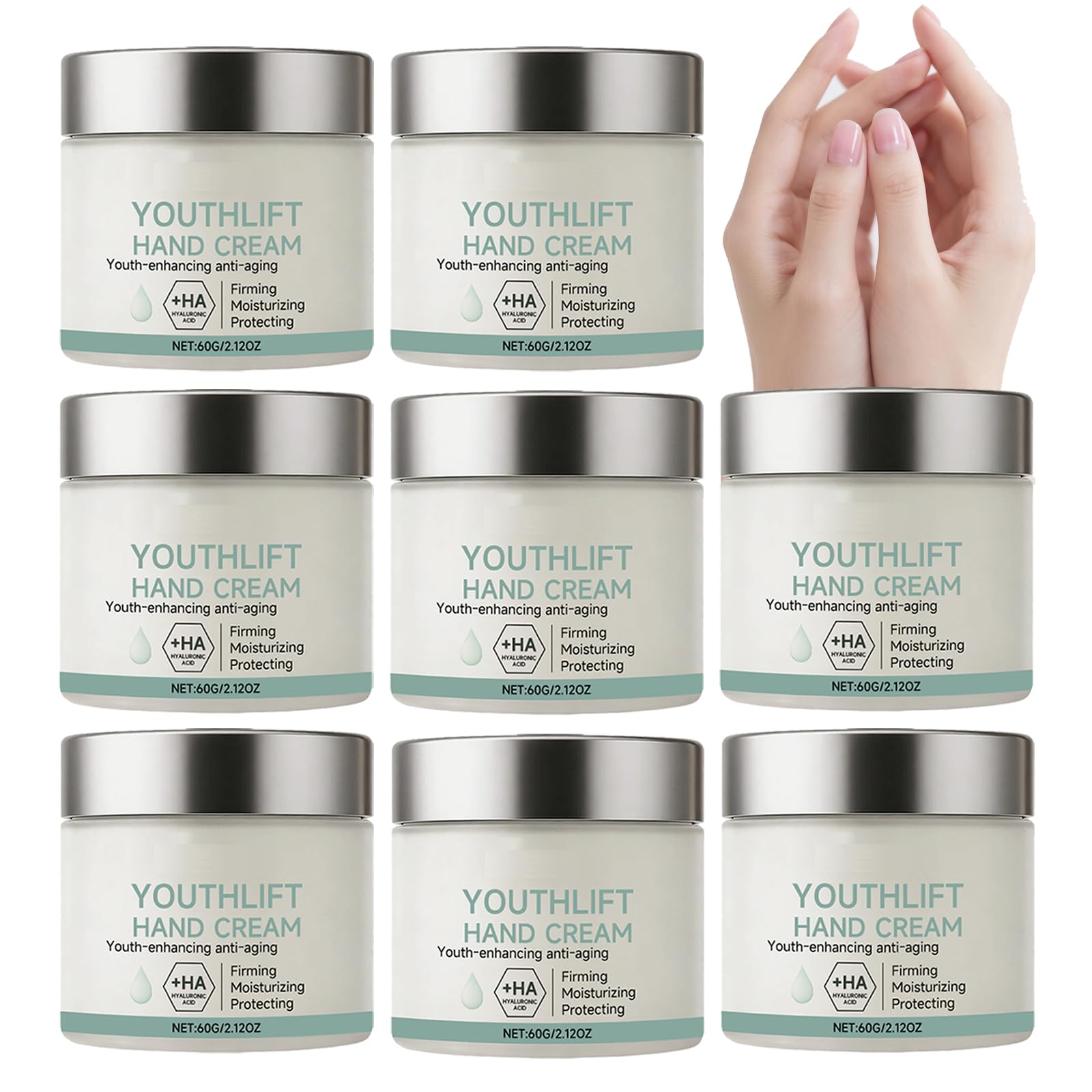 Crema de manos Youthlift para manos secas, loción hidratante no grasa, loción antienvejecimiento para manos con ácido hialurónico, cuidado nutritivo y reparador para manos secas (8pcs)