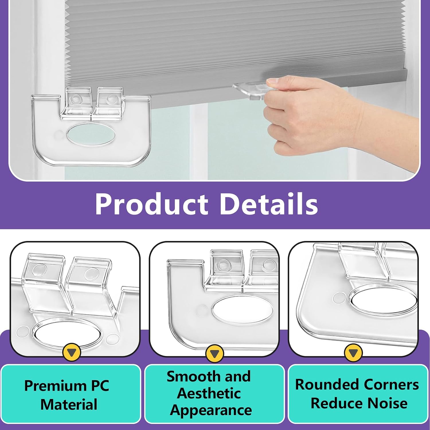 8 PCS Shade Lift Handles Compatible with Graber Bali Cordless Mini Blinds and Cellular Shades Made After 2015, Pull Blinds Handle Replacement Fits 3/4" Pleat Cordless Honeycomb Shades