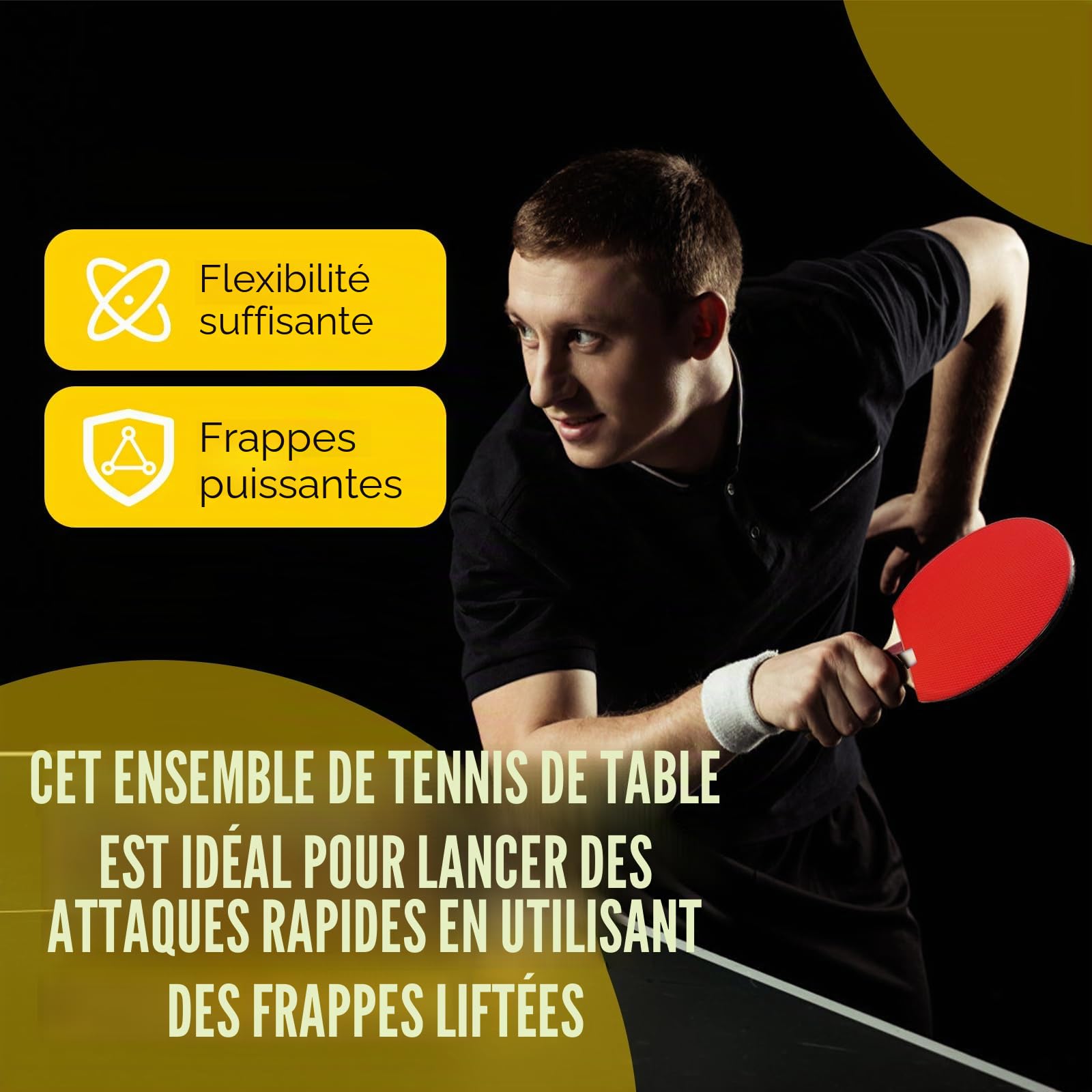 Set de Tennis de Table, Raquettes de Ping-Pong | avec 2 Raquettes, 3 Balles Mate, 1 Sac pour Loisir, Entraînement, Amateurs