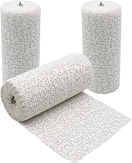 Plaster Cloth Bandages 3 Rolls Plaster of Paris White Plaster Cloth Gauze Bandage Rolls 6" W x 180" L for Craft Belly Cast Mask Making Art Belly Casting