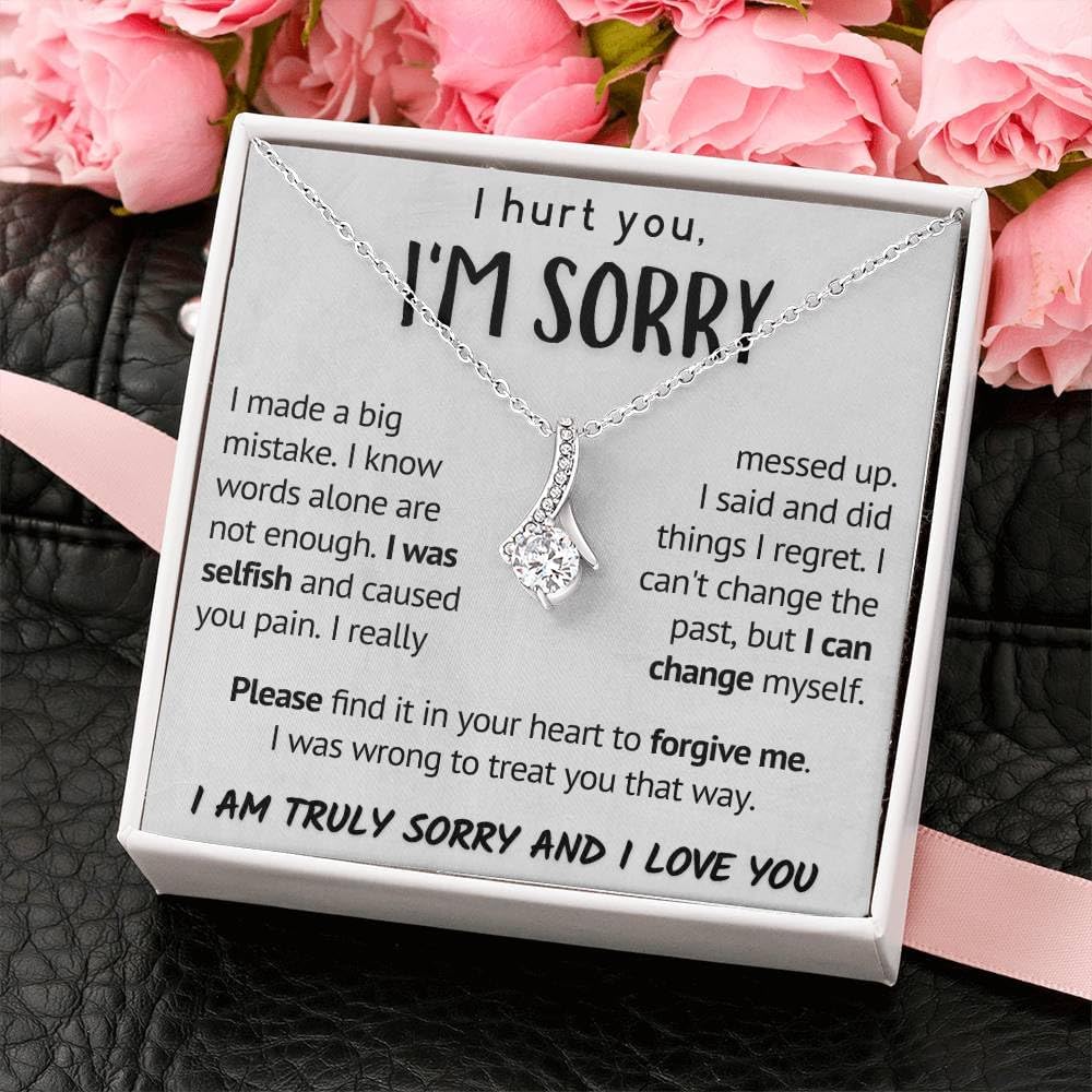 Im Sorry Soulmate Necklace For Her, To My Soulmate, Funny Gift For Girlfriend, Personalized, Best Birthday Gift For Wife, Romantic Women's Jewelry (Standard Box, I Was Selfish)