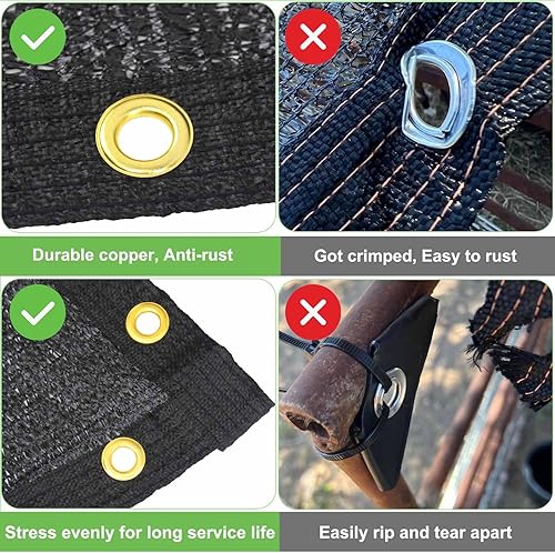 Miniatura 4 de Mklsit Shade Cloth - Lona de malla negra de 70 % de 10 x 20 pies con ojales de latón reforzados, paños de protección solar para exteriores para