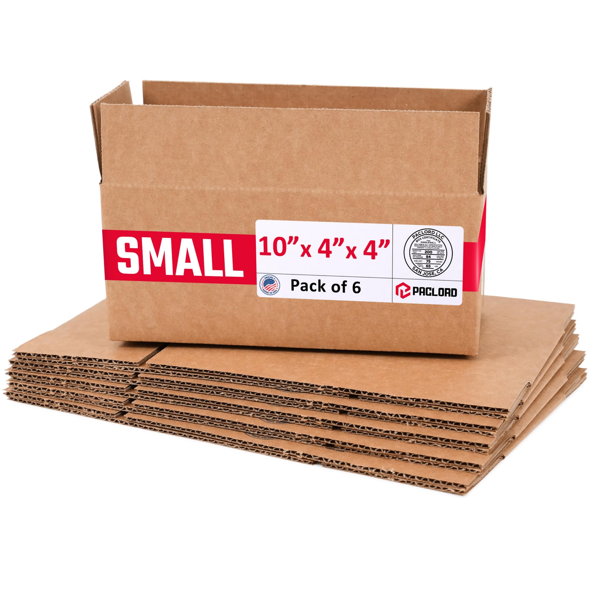 Small Cardboard Boxes 10"L x 4"W x 4"H (Pack of 6) - USA-Made Packing Boxes for Moving, Shipping, or Storage - USPS, UPS, FedEx Approved - Professional Packing Supplies for Moving | USA-Made Packing Boxes for Moving, Shipping, or Storage - USPS, UPS, FedEx Approved - Professional Packing Supplies
