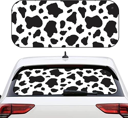 Biyejit Parasol para ventana trasera de coche de vaca blanca y negra con ventosa, accesorios de automóvil con estampado de vaca, bloqueador solar