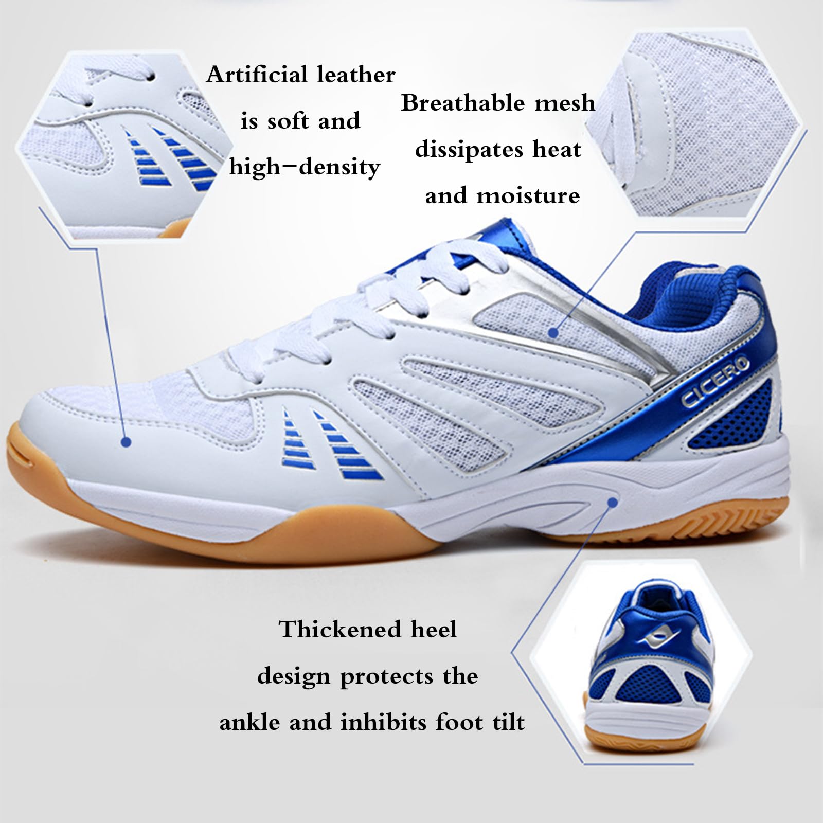 Buty do badmintona, buty do badmintona męskie, lekkie buty do badmintona, pojemne, odporne na skręcanie, z amortyzacją i amortyzacją, do chodzenia, siłowni, joggingu, fitnessu, na co dzień