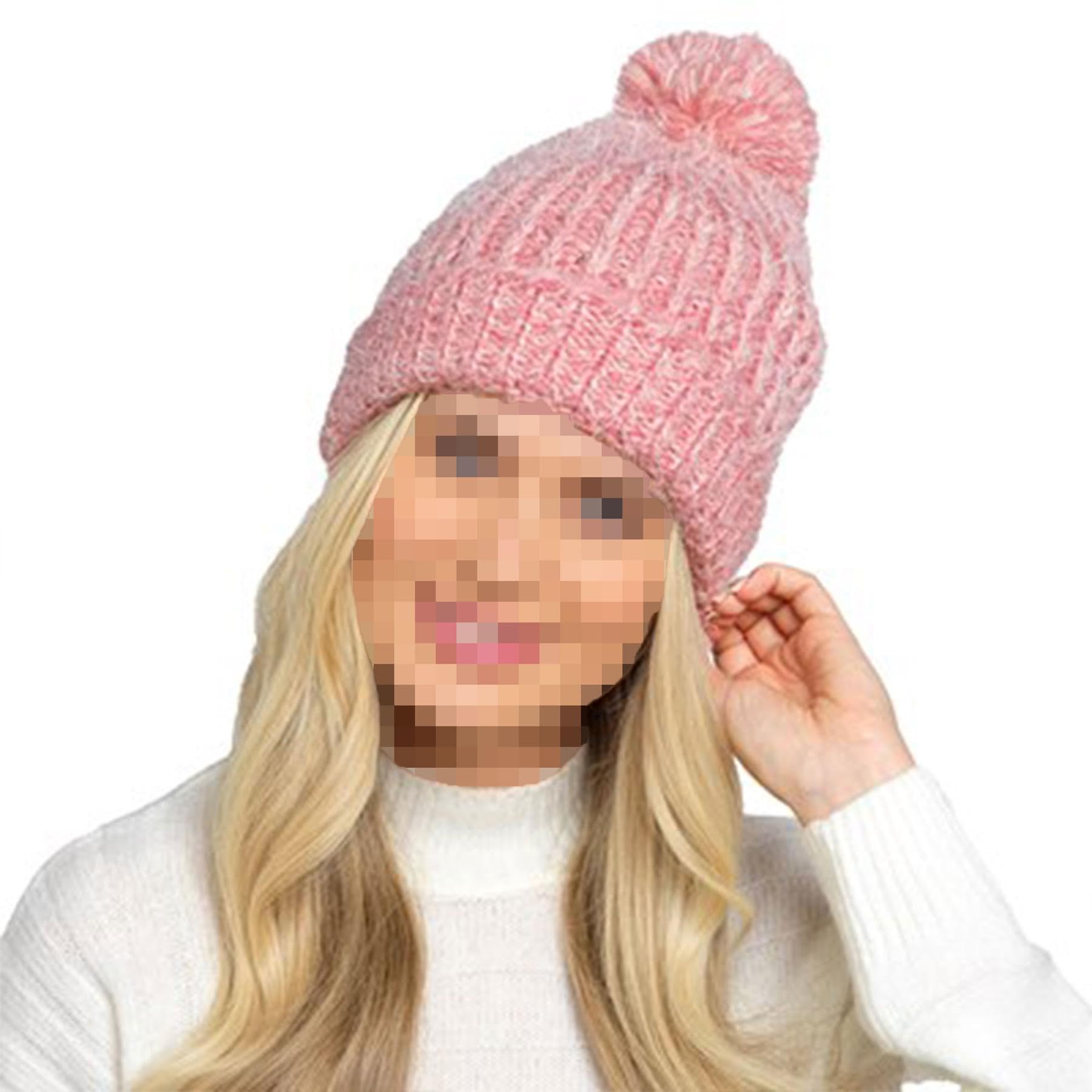 A2z Women's Pink Hat Mohair Cable Knitted Beanie Bobble Pom Pom - Hat Lh1171 One Size