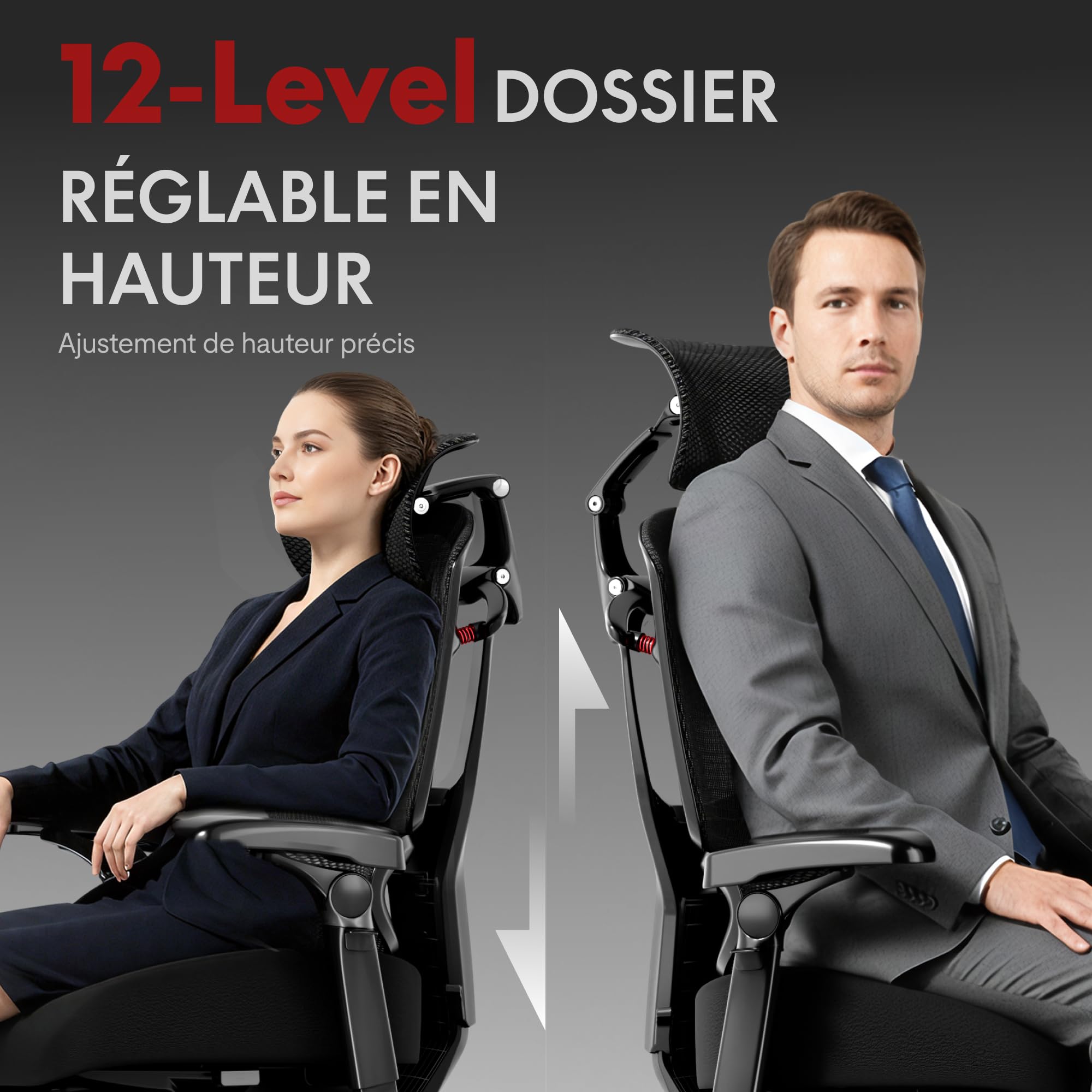 FLEXISPOT ErgoX Pro Chaise Bureau avec Repose-Pieds, Charge 250kg