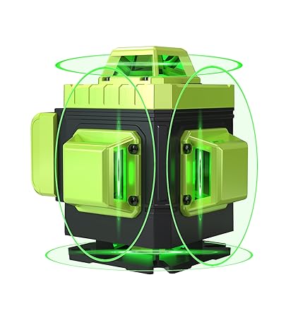 KARMBL Laser Level 4x360 degree Self Leveling 16 Lines 4D Horizontal Vertical Green Beam Laser Level Tool with 2Pcs Rechargeable Li-ion Batteries