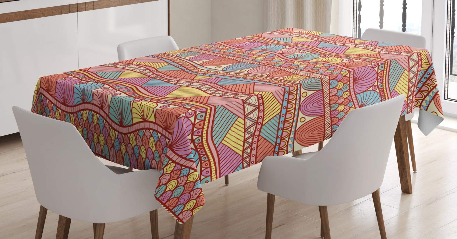 ABAKUHAUS Etnico Tovaglia, Capo, Rettangolare Per Sala Da Pranzo E Cucina 140 Cm X 200 Cm Multicolore 1307925